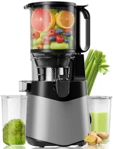 Cold Press Juicer, 5.3" Extra Large Feed Chute Fit Whole Fruits & Vegetables, 350W Slow Masticating Juicer Machines, Easy to Clean, High Juice Yield（Grey）
