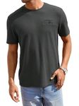 TAGDO Men's Waffle Knitted Crew Neck Regular Fit Tees (Waffle-5154-Dark Grey-L)