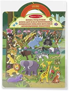 Melissa & Doug Autocollants En Relief Repositionnables - Safari, Livres d'activités, Autocollants reutilisables, Loisirs créatifs pour filles et garçons de 3 4 5 6 7 ans