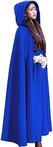 Flygo Women Wool Blend Hooded Cape Fall Winter Cloak with Hood Windproof Poncho Maxi Coat(Blue, US S-M)