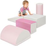 Best Choice Products 5-Piece Kids Climb & Crawl Soft Foam Block Activity Play Structures for Child Development, Color Coordination, Motor Skills - Pink