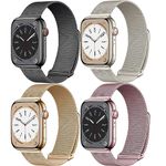 Magnetic Bracelet for Apple Watch Band 40mm 44mm 45mm 46mm 41mm 49mm iWatch Bands 38mm 42mm Men/Women,Metal Mesh Loop Stainless Steel Strap WristBands iwatch Series 10/9/ultra 2/SE 2nd/8/ultra/7/SE/6/5/4/3,4Pack