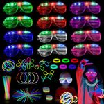 LED Light Up Toys Party Favors, 62PCS Glow in The Dark Party Supplies for Kids Adults, Light Up Party Bag Fillers with 50 Glow Sticks Party Packs 12 Light Up Glasses, for Birthday Rave Festival Party