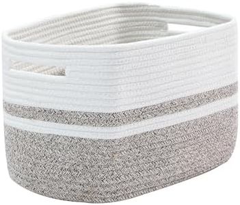 ASHOP Rectangular Woven Baskets for Storage Small Cotton Rope Storage Basket Towel Baskets for Bathroom Decorative Storage Bins