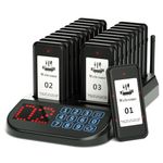 20-Buzzer Restaurant Pager System, Wireless Calling System Waterproof Coaster System with Touch Panel & Large Display for Food Truck Cafe Clinic, 328ft Indoors, Mute Button on Beeper