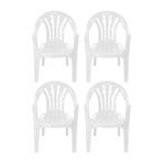 simpa Solana WHITE Stackable Low Back Plastic Garden Chairs - Set of 4