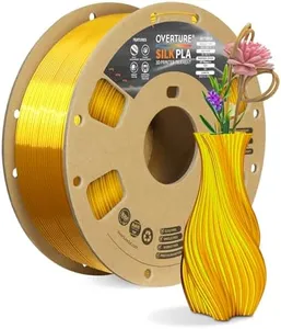 OVERTURE Silk Filament PLA 1.75mm Clog-Free Shiny 3D Printer Filament, 1kg Spool (2.2lbs), Dimensional Accuracy +/- 0.03 mm, Fit Most FDM Printer(Silk Gold)
