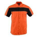 Biker Clothing Co. MDM11670.144 Men’s Black and Orange Short Sleeve Mechanic Shirt with Reflective Material - Large