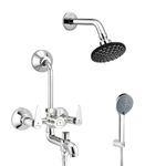 Enicet Brass Wallmixer with overhead shower and handshower (Wallmixer with Shower & Handshwer (Light))