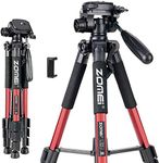 ZOMEI Q111 55" Flexible Camera Tripod 4s Stand with 1/4 Mount 3-Way Panhead for DSLR EOS Canon Nikon Sony Samsung(Red)