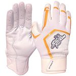 Sting Squad Batting Gloves for Baseball & Softball (Adult XL, White Gold)