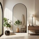 PexFix 71"x31" Black Full Length Modern Arched-Top Floor Mirror with Standing Holder Bedroom Dressing Mirror Arched Wall Mirror Standing, Leaning Hanging (Black)