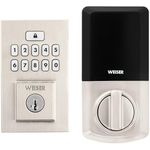 Weiser SmartCode Satin Nickel Keyless Entry Door Lock/Deadbolt Lock, 10-Button Keypad Door Lock with Backlit Keypad, Up to 50 User Codes, Electronic Door Locks for Front Door, Modern Home Décor