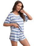 SMOWKLY Printed nightduit || Everyday Nightsuit || Night Dress || Shorts Set || Pyjama Set for Women Blue