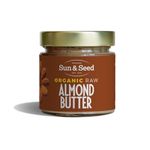 Organic Raw Almond Butter by Sun & Seed - 200g - Smooth Nut Butter - Plant Based - High in Protein - 100% Organic Almonds - Palm Oil Free - Vegan Butter