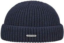 Stetson Nashville Knitted Docker Cap for Men - One Size (54-59 cm) - Made from 100% Merino Wool - Made in Germany - Rib-Knitted Wool Cap - Men?s Cap - for Autumn/Winter Blue One Size