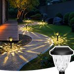 GIGALUMI Solar Lights Outdoor Garden 8 Pack, LED Garden Lights with Great Pattern, Waterproof Auto On/Off Solar Powered Lights for Garden Walkway Driveway Lawn Pathway（Warm White）