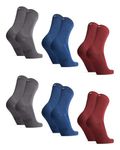 DANISH ENDURANCE Bamboo Socks, Anti Sweat, Mens Black Socks, Multipack, Bamboo Socks Women, Unisex, 6 Pack, Multicolour (2x Grey, 2x Oxford Blue, 2x Wine Red), 9-12