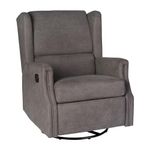 Flash Furniture Omma Swivel Glider Rocking Recliner, Manual Wingback Recliner with 360 Degree Swivel, for Living Room, Bedroom, or Nursery, Upholstered, Dark Gray