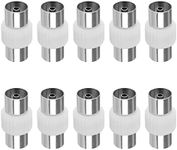 eMagTech 10PCS TV Aerial Coaxial Coupler Female to Female Antenna Adapter Nickel Plated TV RF Coaxial Connector Converter for 7mm Diameter Coaxial Cables