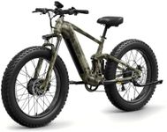PUCKIPUPPY Dual Motor Electric Bike for Adults, 48V 20AH Battery, Full Suspension 26" Fat Tire E Bike, 28MPH 80Miles Range Mountain Electric Bicycle, 7 Speed, Golden Retriever