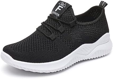 PADGENE Chaussures de Course à Coussin, Tricot Femme Chaussures de Course de Voyage Décontracté, Baskets Course Gym Fitness, Chaussures de Sport de Mode en Plein, D - Noir, 37 EU