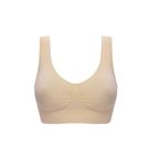 ProTech Seamless Sports Bra for Women, Comfort Wirefree Workout Yoga Sleep Bras for Girls, Ultra Thin Full Cup Crop Tops Shapewear Stretch Bras (UK, Alpha, XL, Regular, Regular, Nude)