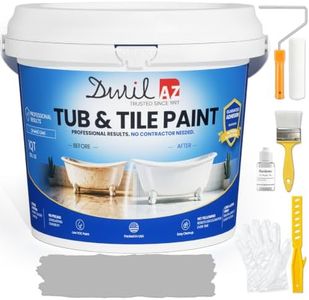 DWIL Tile Paint, Tub and Tile Paint, Bathtub Paint Refinishing Kit With Tools, Water-Based Tub Paint for Bathroom Tile, Sink & Shower, Low Odor, Semi-Gloss Light Grey, 33oz