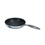 Circulon Clad Stainless Steel Non Stick Frying Pan | Skillet with Hybrid SteelShield and Nonstick Technology | Triply NonStick Cookware | Gas and Induction Compatible, 25cm, Silver