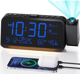 Roxicosly Projection Alarm Clock for Bedroom Ceiling, 118 dB Super Loud for Heavy Sleepers, 6.7" Large Digital Dimmable Display with Day Date Indoor Temp Humidity, Dual Alarms Adjustable Volume