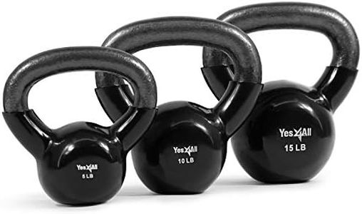 Yes4All Combo Kettlebells Vinyl Coated Weight Sets Great for Full Body Workout Equipment Push up, Grip Strength and Strength Training, Dumbbell Weights Exercises