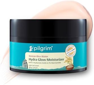 Pilgrim Korean Rice Water Hydra Glow Moisturizer 100Gm with 5 Hyaluronic Acids, 3% Niacinamide, 5 Ceramides | 5x Hydration & Instant Glass Skin | Oil-Free, Lightweight Gel | All SkinTypes | Women,Men