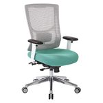 Office Star ProGrid White Mesh High-Back Manager's Adjustable Office Chair with Deluxe Padded Seat and Lumbar Support, Jade Fabric