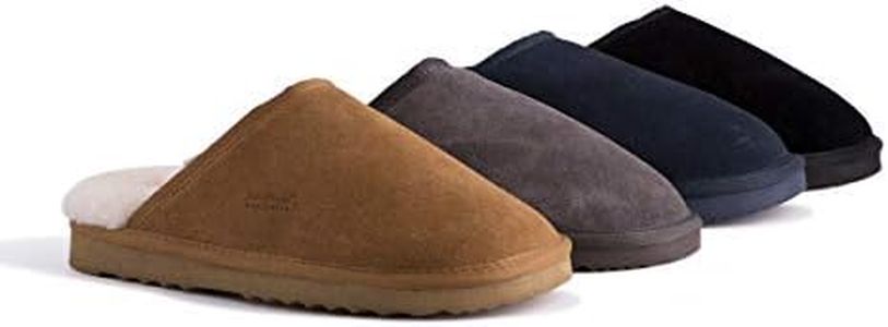 AUS WOOLI UGG Unisex Sheepskin Wool Slippers, Blue, Au Women 12/Au Men 10