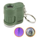 Carson MicroMini 20x LED Lighted Pocket Microscope with Built-in UV and LED Flashlight - Green, Large