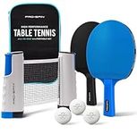 PRO SPIN All-in-One Portable Ping Pong Paddle Set | Ultra-Comfort Bats | Table Tennis Set | Retractable Ping Pong Net (Up to 72" Wide) | 3-Star Balls | Storage Case | Game Table | Gift