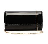 MUDUO Patent Leather Envelope Clutch Purse Shiny Candy Foldover Clutch Evening Bag for Women (black1)