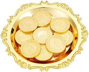 TINGKU Gold English Las Arras de Boda with Tray Plate, Arras Para Boda Catolica, Arrhae Wedding Coin Unity Coins Set for Wedding Ceremony