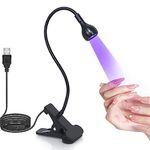 UV Light Gooseneck UV Lamp for Nails 365+395nm 3w Black Light LED UV Nail Lamp with Clamp for Gel Nails Ultraviolet Curing UV Nail Lamp 5v USB Input UV Light with 4 Levels Dimming