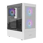 GAMDIAS TALOS E3 MESH WH Gaming pc case, Mid-Tower ATX Case with Side Tempered Glass Panel and a Magnetic Dust Filter & 3 Built-in 120mm ARGB Fans, Tool-Free Installation, Mesh Front Panel