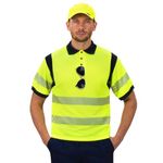 AYKRM High Vis Visibility Short Sleeve Polo T Shirt hi vis t Shirts Hi Vis High Viz Visibility Short Sleeve Safety Work hi vis t Shirt (Yellow, M)