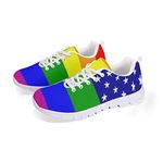 Jeiento Patriotic Shoes for Women Athletic Shoes Mesh Road Running Gym Tennis Walking Sneakers,Rainbow American Flag Shoes