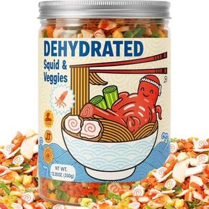 Dried Ramen Toppings 11 Mix Seafood & Veggies - Real Squid, Shrimp, Fish Cake & Goji Berry, Low Fat, No Added MSG, 12.35 oz Resealable Jar for Instant Ramen, Soups, Rice