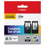 Canon PG-260 / CLI-261 Genuine Ink Value Pack (2 Cartridges), Compatible with TS5320, TR7020