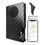 Air Wallet Build-in Tracker Tag - Smart Credit Card Holder work with Apple Find My IOS, RFID Blocking Slim Wallet, Trackable Minimalist Front Pocket Wallet (Carbon fiber)