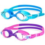 Kids Swim Goggles, Suright 2 Pack Swimming Goggles Anti-Fog Adjustable Clasp Swimming Goggles for Kids Age 6-14