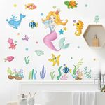 Pumkins Sea Mermaid Ocean Theme Wall Stickers for Kids Baby Girl Wall Stickers for Kids Room Bedroom Bathroom Playroom Nursery Living Room D�cor Wall Art Nursery Kids Room Decoration Boho