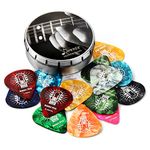 Celluloid Guitar Picks, Donner 16pcs Guitar Plectrum Including Thin, Medium, Heavy & Extra Heavy Gauges (0.46mm-1.2mm)