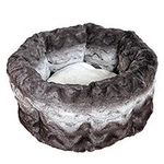 Rosewood 40 Winks Grey & Cream Snuggle Plush Round Bed, For Dogs & Cats, 40cm