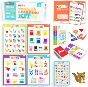 merka Toddler Flash Cards ABC Flash Cards Toddler Learning Flash Cards Preschool Homeschool Curriculum Kit Practice Book Sticker Set and Posters Learning Letters Numbers Shapes and Colors